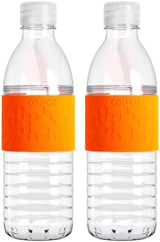 16.9 oz Reusable Water Bottle Set of 2 with Spill-Resistant Lid & Non-Slip Sleeve