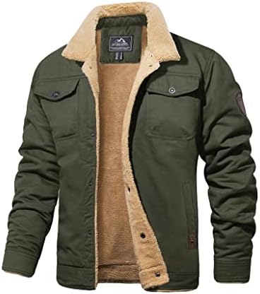 Men's Winter Jacket with Sherpa Lining, Heavyweight Trucker Coat with Multi-Pockets
