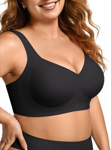 Plus Size Wireless Jelly Bra - Full Coverage Seamless T-Shirt Bra with Push Up Support