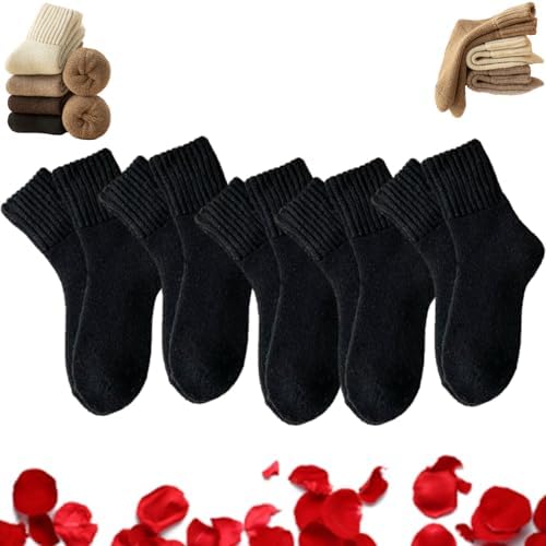 Women's Solid Mid Calf Socks - Cozy Warm Knit Crew Socks for Fall and Winter