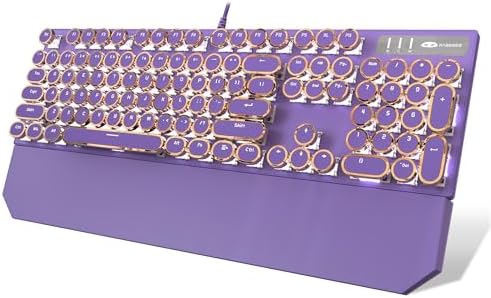 Typewriter Style Mechanical Gaming Keyboard with RGB Backlight, Blue Switches, Round Keycaps
