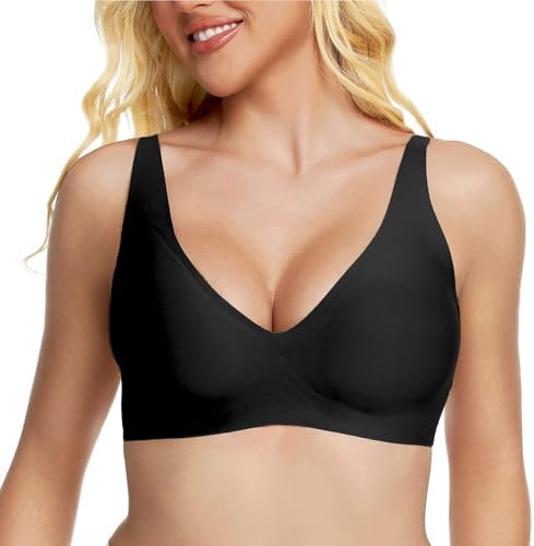 Wireless Deep V Push Up Bra Seamless Comfort Adjustable Straps No Underwire Everyday Wear