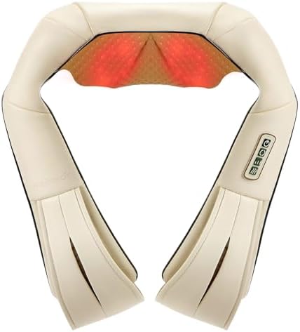 Shiatsu Neck Massager with Heat, 3D Kneading Deep Tissue Massage Pillow for Back Shoulder Pain Relief