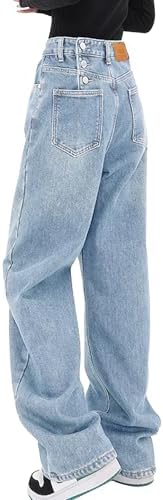 Women's Baggy Jeans Mid-Low Waist Boyfriend Vintage Wide Leg Denim Pants