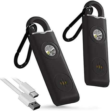130dB Personal Safety Alarm Keychain 3-Pack with LED Light & USB-C Charging