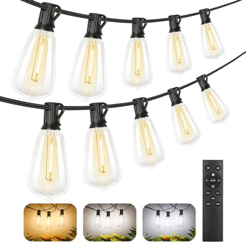 100FT Outdoor LED String Lights with 52 Shatterproof Vintage Edison Bulbs, Waterproof Dimmable Patio Lighting