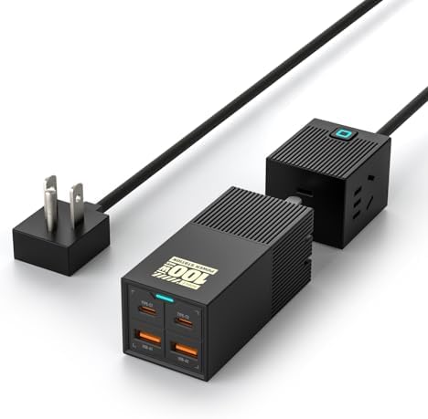 140W GaN Fast Charger with 4 Ports, Foldable Plug for Laptops, Phones & Tablets