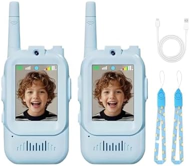 Kids Video Walkie Talkie with 4 Voice Modes, Rechargeable Long Range Intercom for Outdoor Play