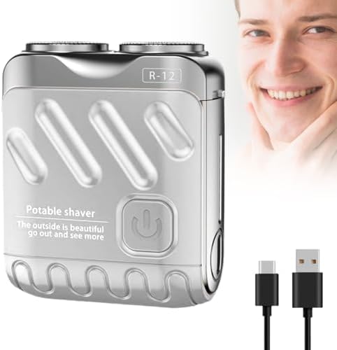 Portable Dual Ring Electric Shaver, Waterproof USB Rechargeable Mini Shaver with Magnetic Head