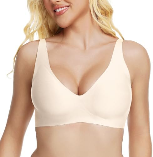 Wireless Deep V Push Up Bra Seamless Comfort Adjustable Straps No Underwire Everyday Wear