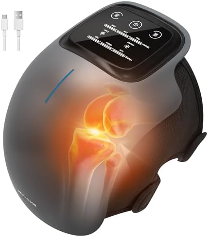 Cordless Heated Knee Massager with 3 Heat Levels, 3 Vibration Modes & Adjustable Straps