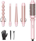 5-in-1 Curling Wand Set with Thermal Brush & 4 Interchangeable Ceramic Barrels (0.5”-1.25”)