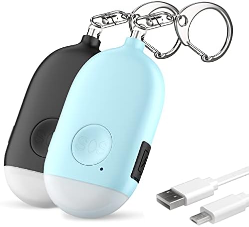 Rechargeable Personal Alarm Keychain - 130dB Siren, LED Light, 3-Pack for Safety