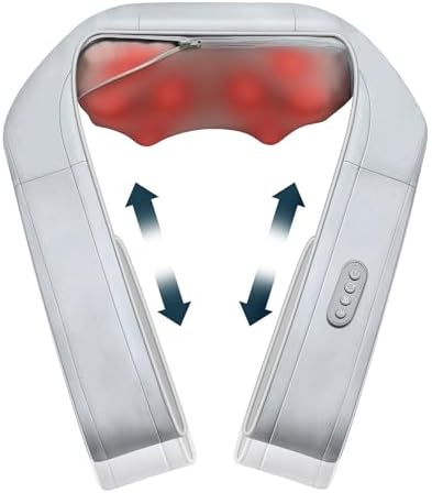 Shiatsu Neck Massager with Heat, 3D Kneading Deep Tissue Massage Pillow for Back Shoulder Pain Relief