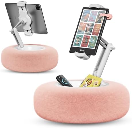 Adjustable Tablet Pillow Stand with Snack Bowl, Universal Holder for 4.7-13 inch Devices