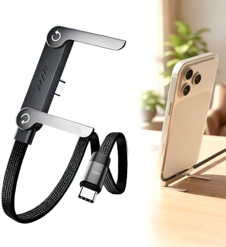 240W USB-C to USB-C Fast Charging Cable with Built-in 360° Rotating Phone Stand