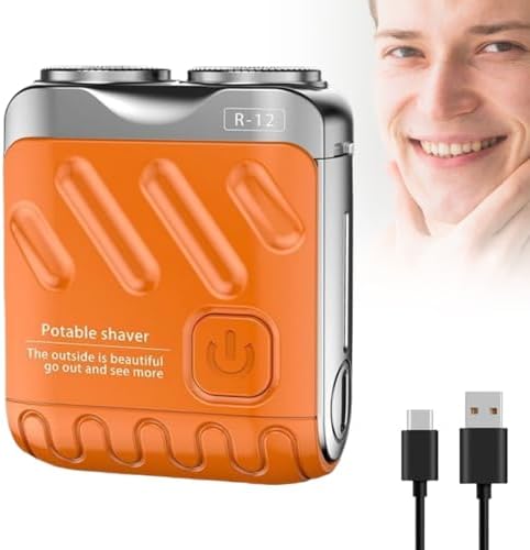 Portable Dual Ring Electric Shaver, Waterproof USB Rechargeable Mini Shaver with Magnetic Head