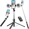 Bluetooth Selfie Stick Tripod with Fill Light, Extendable 30-170cm, Stable Tripod Support