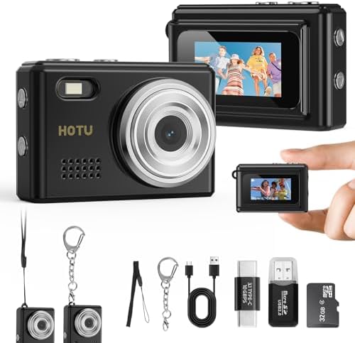 Mini Keychain Digital Camera, 2MP 1080P Pocket Camera with 32GB Card, Long Battery Life for Travel & Vlog