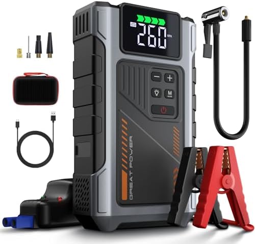 4500A Car Jump Starter with 150PSI Air Compressor - 12V Portable Booster & Tire Inflator