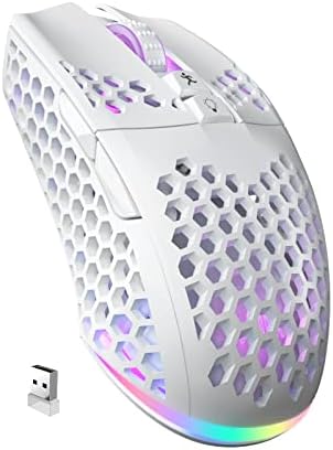White Wireless Gaming Mouse, Tri-Mode BT5.1/Type-C/2.4G, 7 Programmable Buttons, RGB Light
