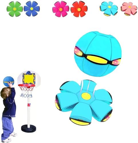 Magic Transforming Bouncing Ball & Flying Saucer Toy with LED Lights (2-Pack)