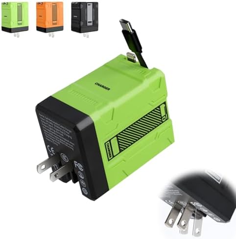 2-in-1 Retractable Wall Fast Charger 120W with Foldable Plug for Phone Tablet Laptop