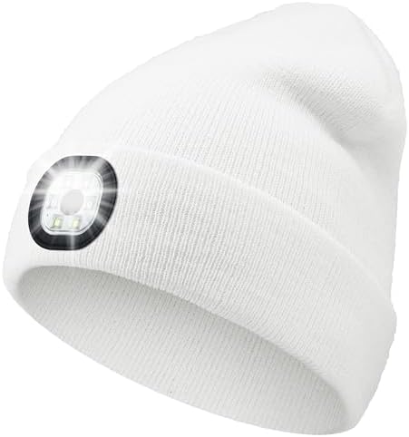 Rechargeable LED Beanie with Headlamp - Winter Hat with 3 Brightness Settings