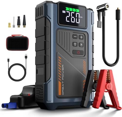 4500A Car Jump Starter with 150PSI Air Compressor - 12V Portable Booster & Tire Inflator