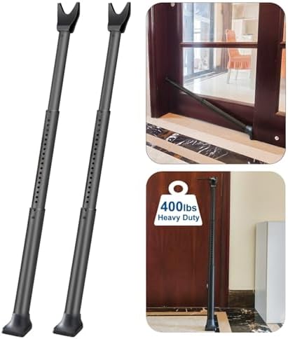 2-Pack Heavy Duty Adjustable Door Security Bar, 400 lbs Pressure Resistance, No Installation Required
