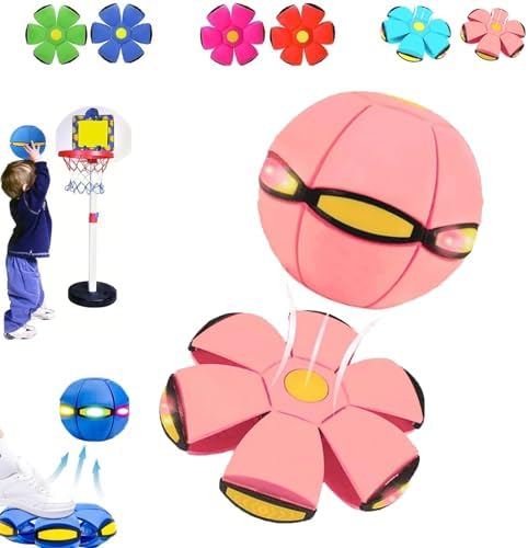 Magic Transforming Bouncing Ball & Flying Saucer Toy with LED Lights (2-Pack)