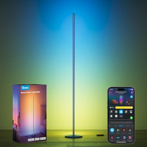 RGBIC Smart Floor Lamp with Music Sync, 1000 Lumen Color Changing Standing Lamp for Living Room