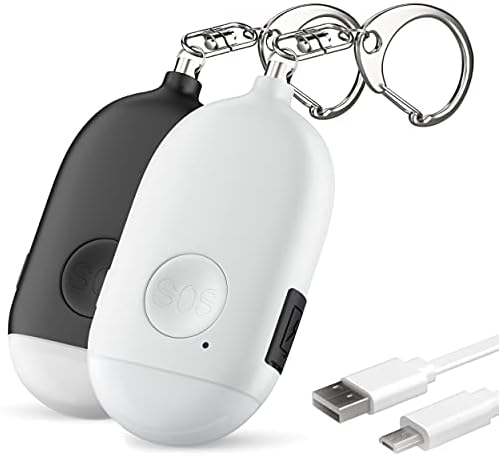 Rechargeable Personal Alarm Keychain - 130dB Siren, LED Light, 3-Pack for Safety