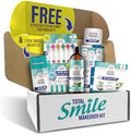 Complete Teeth Whitening Kit with Charcoal Oil Pulling, Dual-Chamber Mouthwash, Strips & Toothbrushes