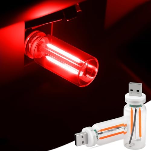 2-Pack Car USB Lights, Touch Dimmable Retro Atmosphere Lamp with Glass Bottle Design