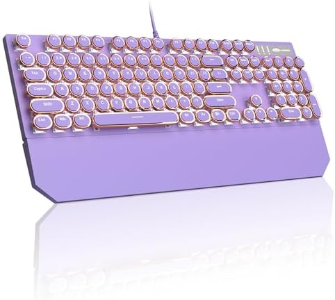 Retro Typewriter Mechanical Gaming Keyboard with RGB Backlit and Magnetic Wrist Rest