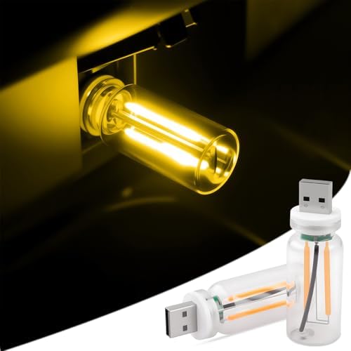 2-Pack Car USB Lights, Touch Dimmable Retro Atmosphere Lamp with Glass Bottle Design