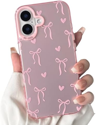 Cute Bow Heart Phone Case for iPhone 12 Pro Max - Soft TPU+PC Shockproof Protective Cover
