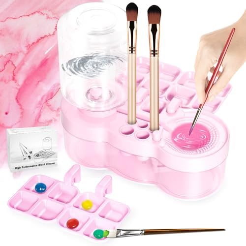 6-in-1 Paint Brush Cleaner with Tray, 500ml Water Storage & Brush Holder for Acrylic & Watercolor