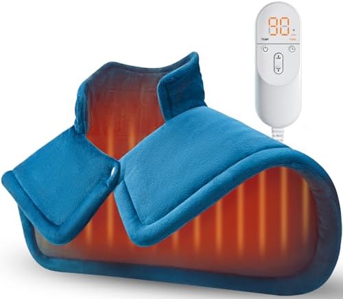 Weighted Electric Heating Pad for Neck & Shoulder Pain Relief - 6 Heat Settings, 4 Timers, Auto Off