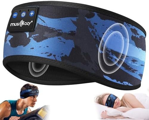 Sleep & Sports Bluetooth Headband with Ultra-Thin Speakers, 14-Hour Playtime, Sweat-Resistant