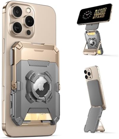 Magnetic Wallet with Stand, Holds 5 Cards, Adjustable Stand & RFID Blocking for Phones
