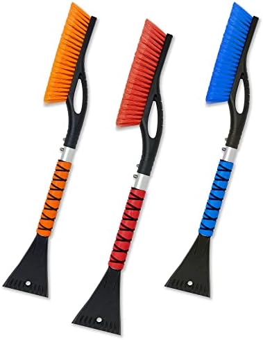 27" Car Snow Brush and Ice Scraper (2-Pack) | Scratch-Free Bristles & Aluminum Body | Winter Car Accessories