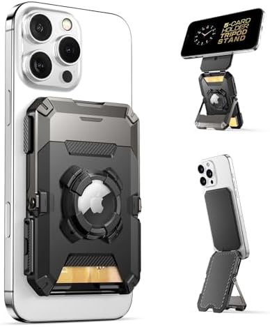 Magnetic Wallet with Stand, Holds 5 Cards, Adjustable Stand & RFID Blocking for Phones