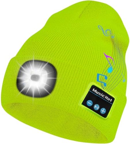 Bluetooth Beanie Hat with LED Headlamp, Built-in Speakers & Mic for Outdoor Activities
