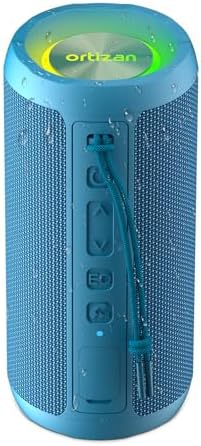 Ortizan蓝牙音箱IPX7防水24W重低音30小时续航360°灯光派对音响蓝色