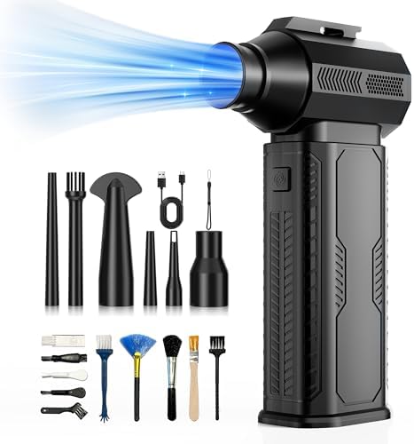 130K RPM Cordless Electric Air Duster with 8000mAh Battery & 4-Gear Adjustable Speeds