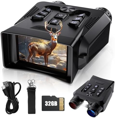 4K Night Vision Binoculars with 3.0" HD Screen, 10x Zoom, 32GB Card & Infrared