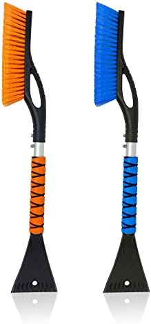 27" Car Snow Brush and Ice Scraper (2-Pack) | Scratch-Free Bristles & Aluminum Body | Winter Car Accessories