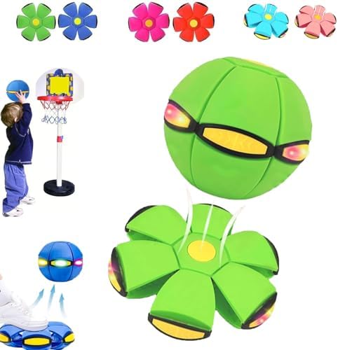 Magic Transforming Bouncing Ball & Flying Saucer Toy with LED Lights (2-Pack)